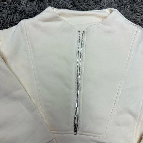 Cream Cropped Zip-Up Sweatshirt <<<<60>>>> - Picture 7 of 7